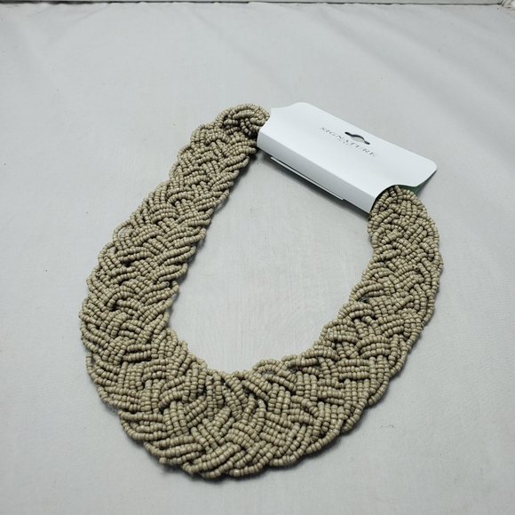 Signature GRAY braided seed bead Bohemian choker necklace - Picture 2 of 3